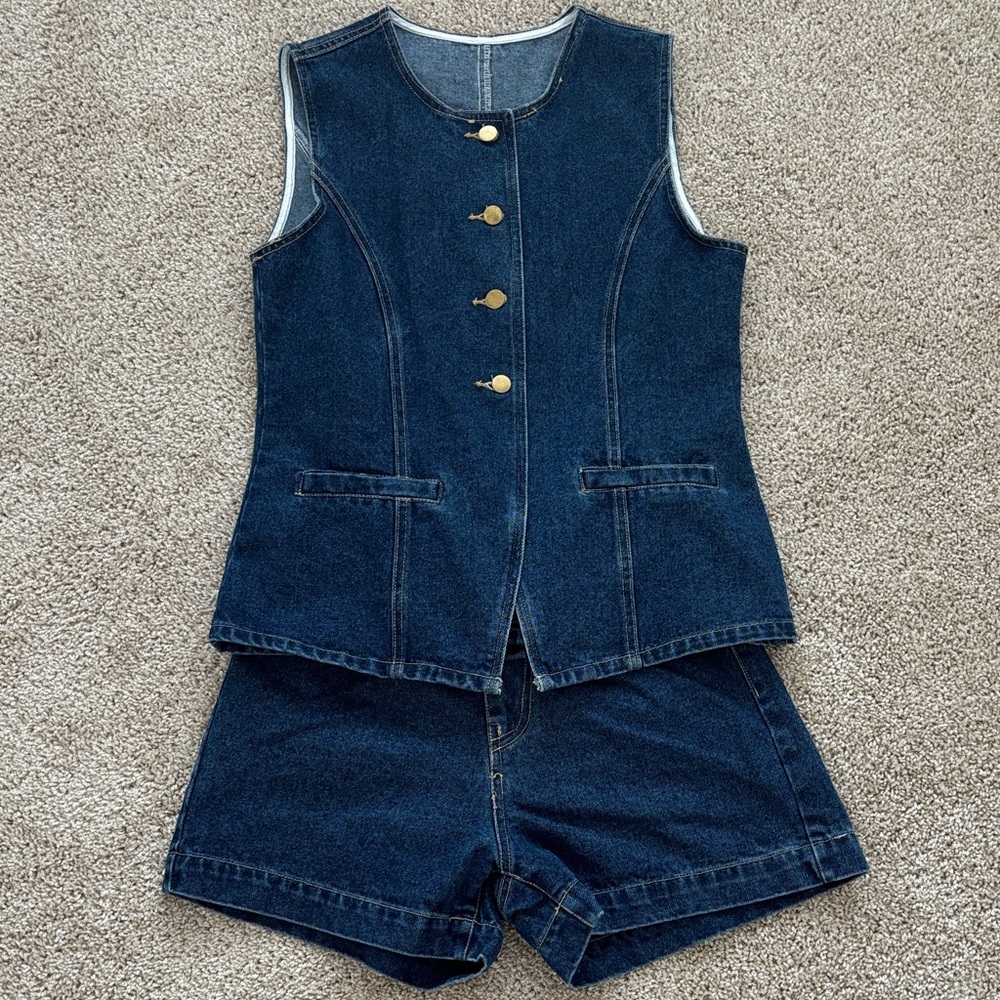 Denim Vest top and Shorts Set